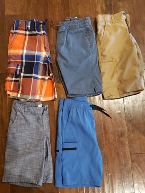 Kids Orange Plaid Cargo Shorts - Unbranded